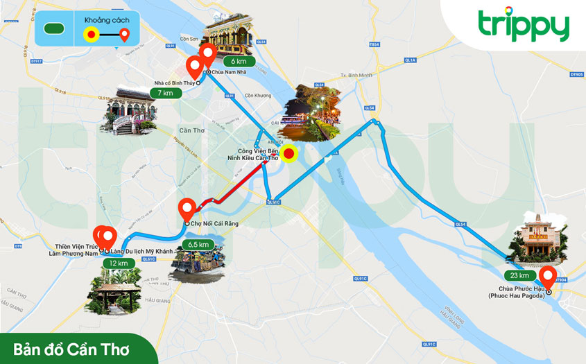 Du lịch Cần Thơ - Khám phá xứ Tây Đô gạo trắng nước trong 14 Bản đồ du lịch Cần Thơ