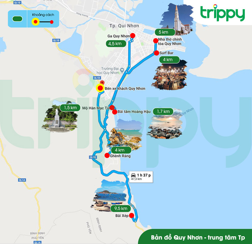 Bản đồ du lịch Quy Nhơn - Trung tâm thành phố