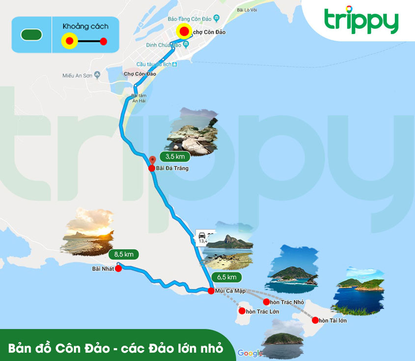 Bản đồ du lịch Côn Đảo các đảo lớn nhỏ