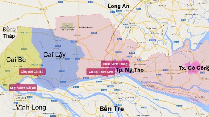 Bật mí kinh nghiệm du lịch Tiền Giang: Hãy khám phá miền quê dân dã 4 Bản đồ du lịch Tiền Giang