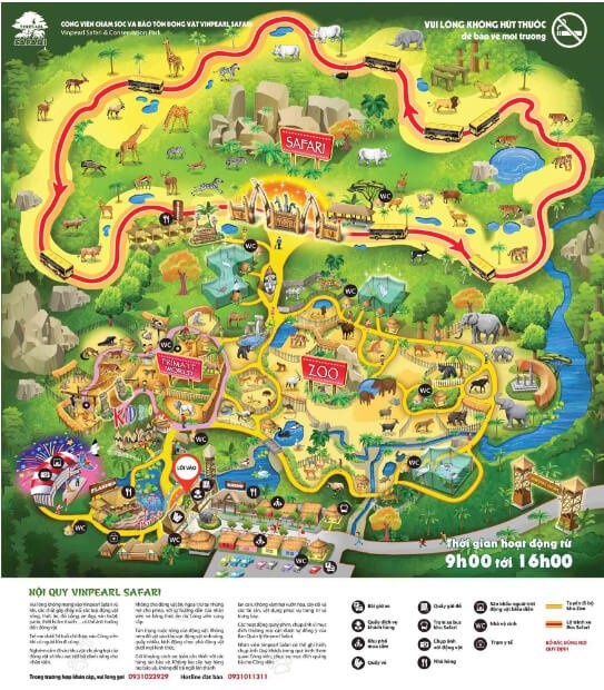 Sơ đồ tham quan Vinpearl Safari Phú Quốc