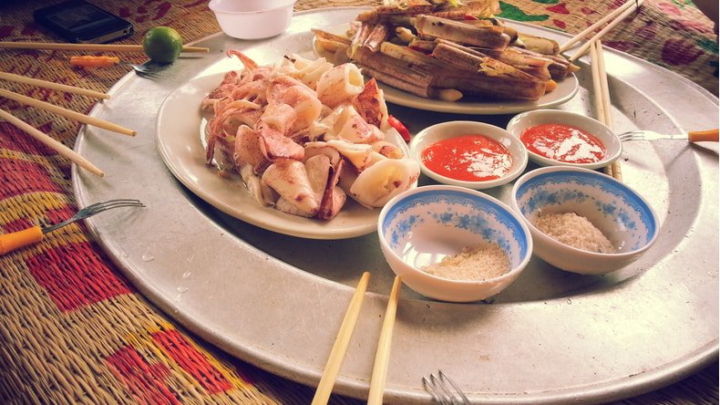 Razor Clams and Calamari in Quan Lan