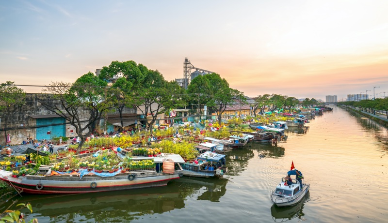 Flower boats in Lunar New Year in Ho Chi Minh City