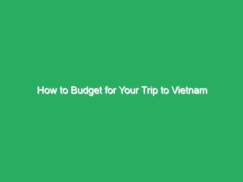 how to budget for your trip to vietnam 20241