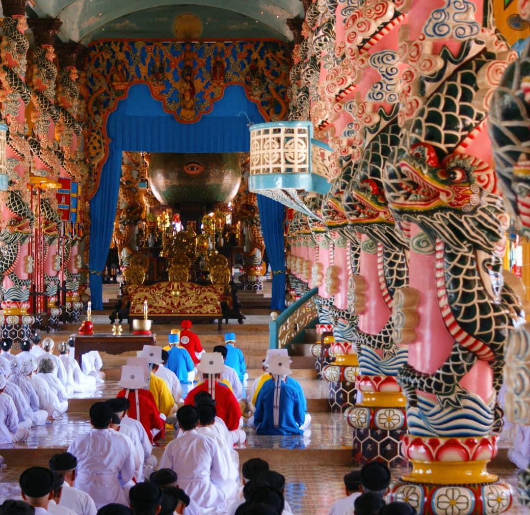 Inside Cao Dai Temple