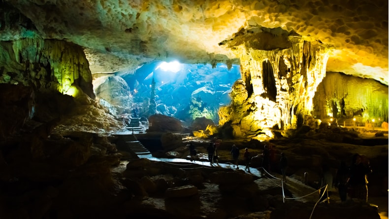 Inside Sung Sot Cave - one of the most visited caves in Halong Bay